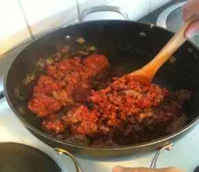 Homemade Spaghetti Sauce Recipe - Brown the onions and meat