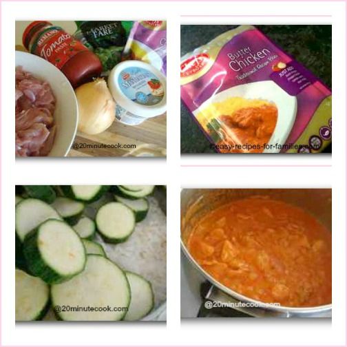 collage of photos to make this butter chicken receipe.