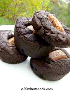 Chocolate Dessert Recipe - individual runny desserts centeered with a square of chocolate