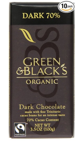 Cooking Chocolate: Green & Black's Organic Dark Cocoa Chocolate. 3.5 ounce bars,  Pack of 10