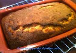 banana bread in a non-stick loaf tin made from this easy banana bread recipe