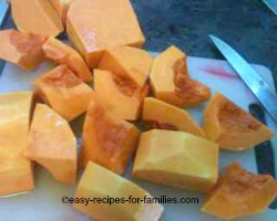 Trim and prepare pumpkin