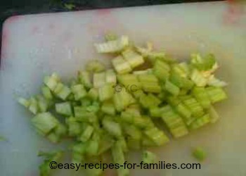 Diced celery for the easy pumpkin soup recipe