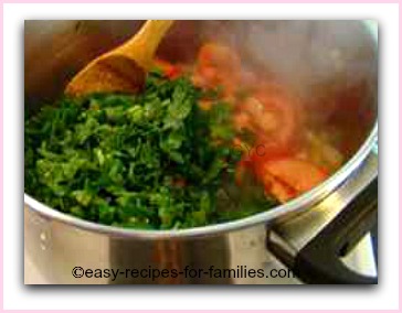 vegetables in a soup pot