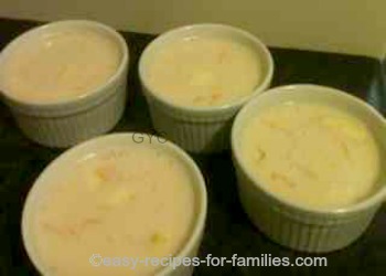 Easy Egg Custard Recipe - 4 ramekins filled with egg custard