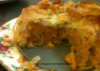 Make this diabetic pumpkin pie with chicken in filo pastry