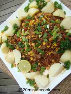 Ground Beef Recipe with boiled potatoes