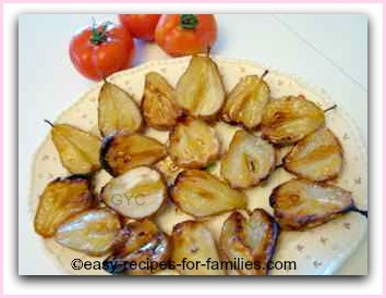 roasted pears on a serving platter
