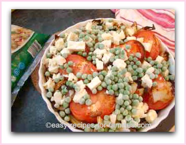 peas feta tomatoes onions in this healthy vegetarian recipe