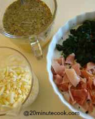 The ingredients ready for the quiche
