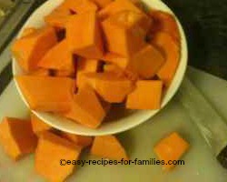 Cut the pumpkin into chunks