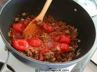 Add all the ingredients to the ground beef and onions