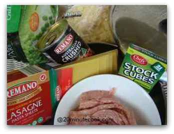 Ingredients for 20 minute lasagne