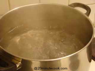Large stock pot of salted boiling water