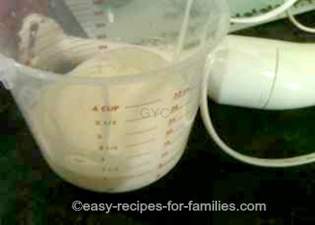 Cream in a measuring jug