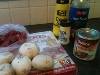 Healthy ingredients for a meat pie recipe