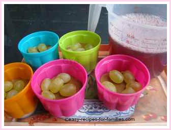 grapes placed on chilled panacota