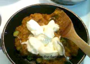 Add sour cream, mayonnaise and spices to finish off the pumpkin appetizer