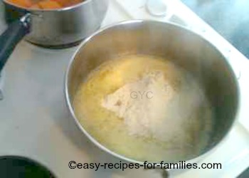 Flour added to melted butter for this pumpkin lasagna recipe