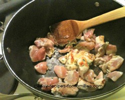 Chicken filling for an elegant pumpkin filo pie.