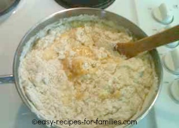 The mixture for this pumpkin pound cake will look like a mess when you start to combine