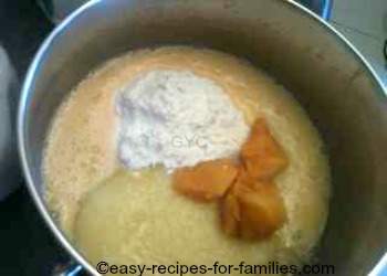 Added flour, pumpkin and eggs for this pumpkin roll cake