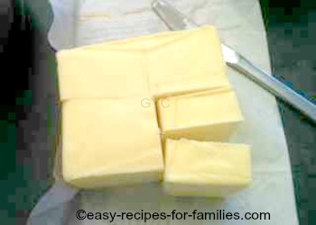 Cut butter into a 2 oz/60 gm block