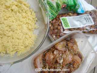 Ingredients for chicken tenderloins served with couscous