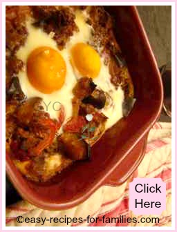 ratatoullie topped with baked eggs