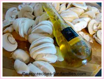 sliced mushrooms for the homemade spaghetti sauce