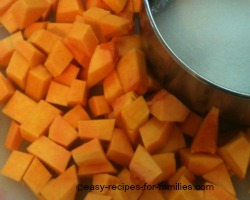 Dice the pumpkin into small cubes