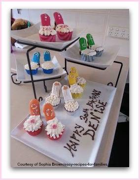Display of elegant birthday cupcakes