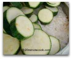 Zucchini steamed ontop of rice