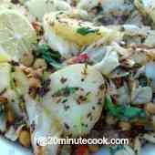 This cabbage salad recipe is a warm salad, spiced with Gujerati herbs and spices and served with baby potatoes, coconut and coriander.