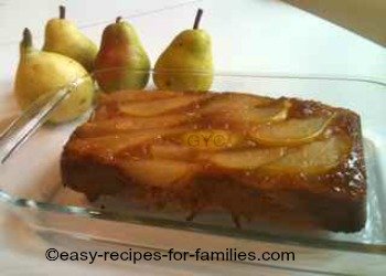 This easy cake recipe is an upside down pear cake.