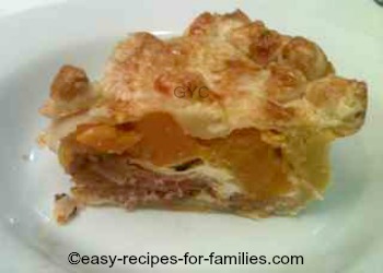 Slice of pie from the easy pumpkin pie pecipe