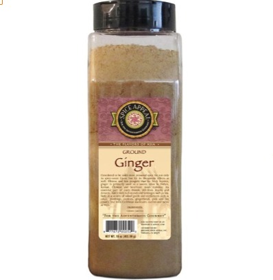 Ginger Spice, a product of Spice Appeal. The ginger is ground and blended and comes in a 16 ounce jar.