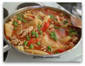 Add frozen peas to the meat sauce