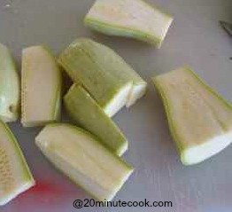 Zucchini cut into rectangular shape