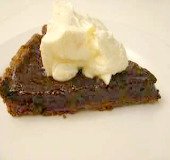 This lovely slice of tart topped with cream is from a jamie oliver recipe for chocolate tart