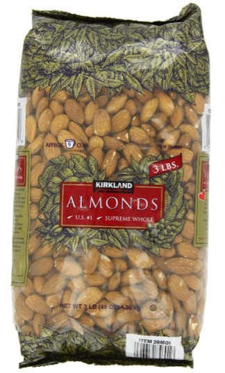 Kirkland Almonds - The Signature brand whole almonds are supreme quality and come in 3 pound bags