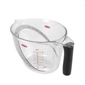 A clear measuring cup