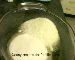 Place the dry ingredients for the pumpkin cobbler into an oven proof bowl