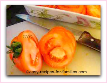 halve cherry tomatoes