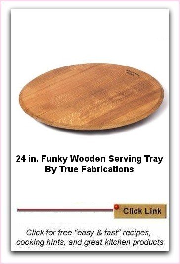True Fabrications Wooden Serving Tray - 21.5 inch diameter. Made from used wine barrels that have been in wine production for 2 to 5 years
